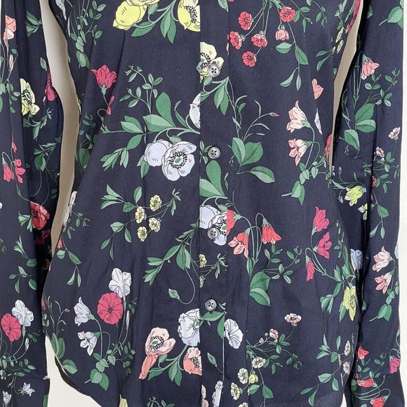 Ann Taylor Womens Blouse Top Sz XS Floral Long Sleeve Button down Collar Office - Picture 15 of 16